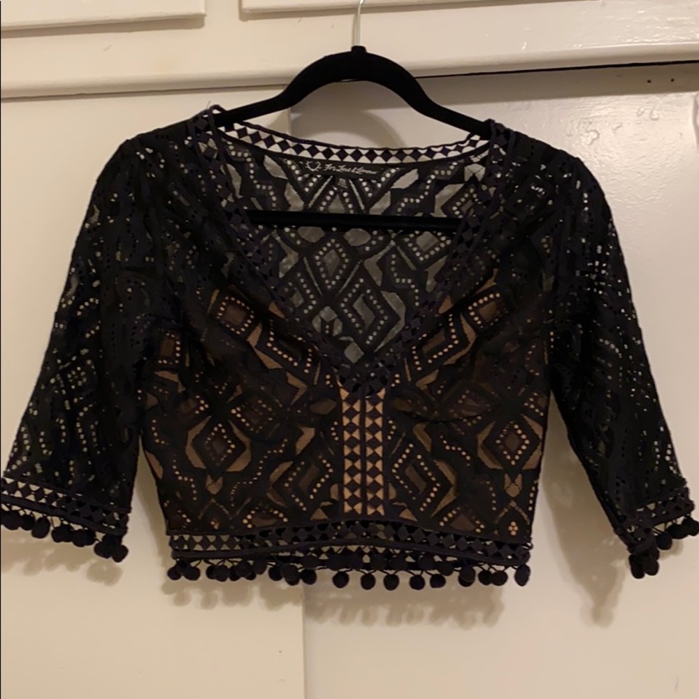 For Love and Lemons Lace Pom Pom crop